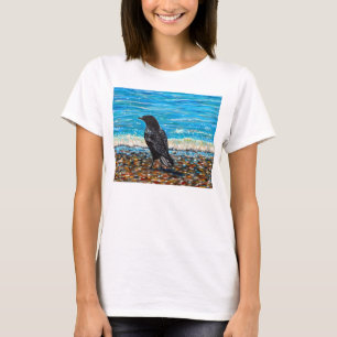 Kråka på stranden 2-målning t shirt