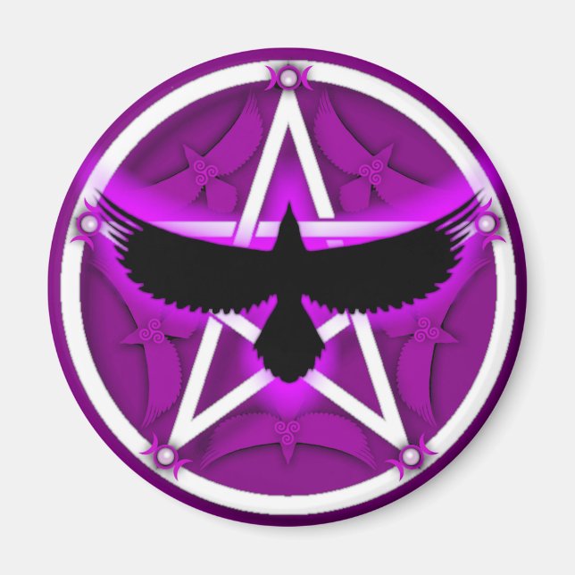 Kråka Pentacle - Lila Magnet (Framsidan)