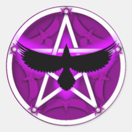 Kråka Pentacle - Lila Runt Klistermärke