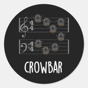 Kråka Pub Funny Music Bird Pun Mörk BG Runt Klistermärke
