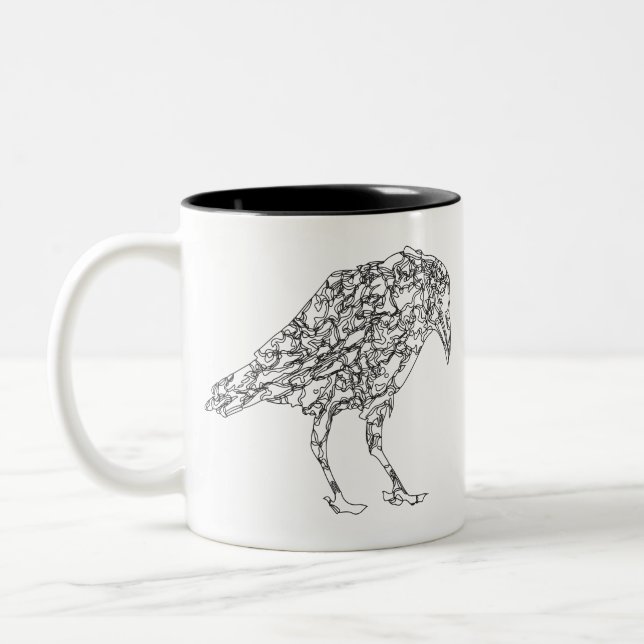 Kråka Raven Art Två-Tonad Mugg (Vänster)