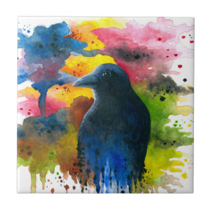 Kråka Raven Bird 71 Kakelplatta