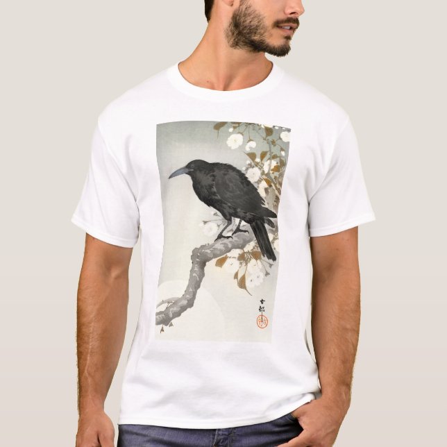 Kråka Raven Koson japansk Bird T Shirt (Framsida)