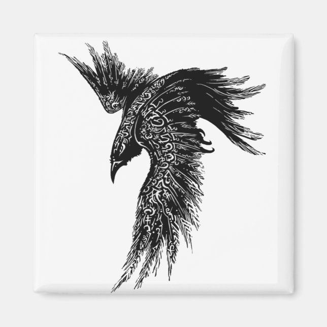 Kråka Raven Norse Viking Symbol Magnet (Framsidan)