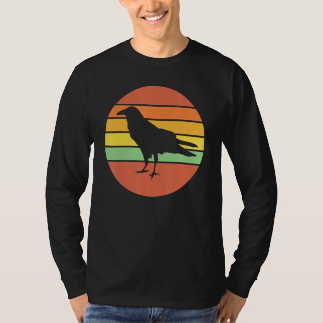 Kråka Raven Retro Sunset T Shirt (Framsida)