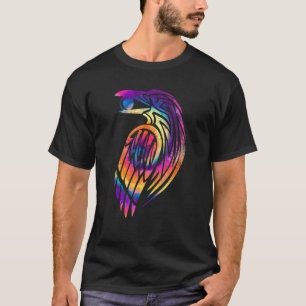Kråka Raven Tie Dye Färg Hippy Tribal Design T Shirt