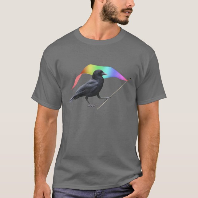 Kråka Regnbågsflagga T-shirt (Framsida)