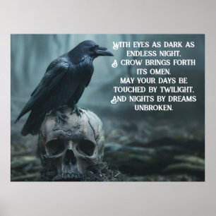 Kråka sitta på en skalle med ett bra budskap poster