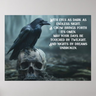 Kråka sitta på en skalle med ett bra budskap poster