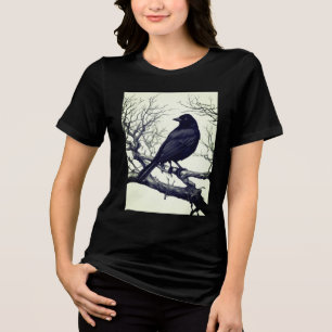 Kråka sittande på kala vintergrenar t shirt