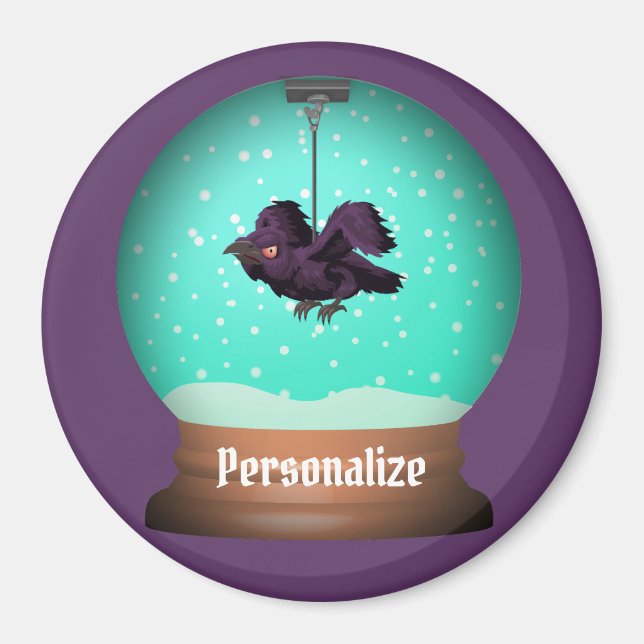 Kråka snö-jordskorpan faller unik lila gotsk magnet (Framsidan)