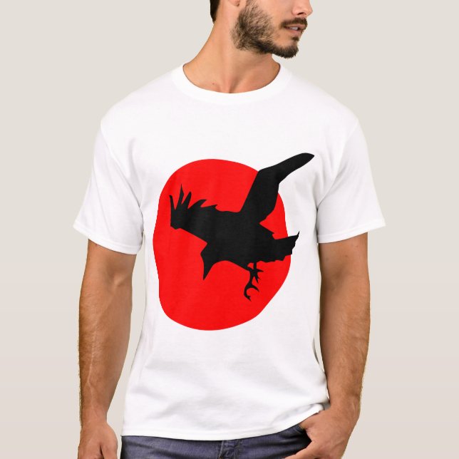 Kråka som flyger Silhouette Raven Flight Vinge Sol T Shirt (Framsida)