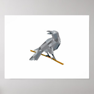 Kråka som Perching den tittar tillbaka låga Poster