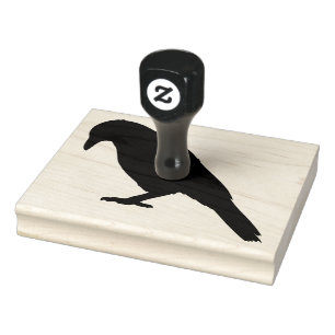 Kråka, Svart Bird Silhouette, 4 tum x 5 tum Rubber Stämpel