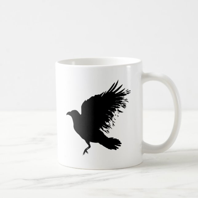 Kråka - svart kaffemugg (Höger)