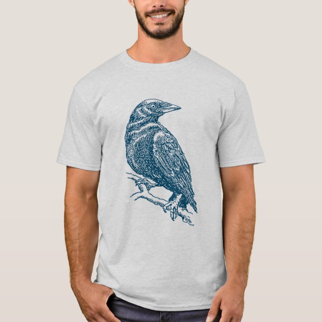 Kråka v2 - Havsblått T Shirt (Framsida)