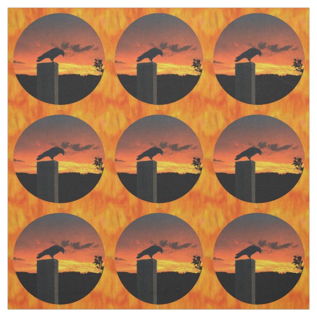 Kråka vid solnedgång v1 tyg (Provkarta)