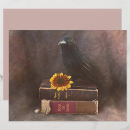 Kråka Vintage Gothic Old Bokar Solros Art