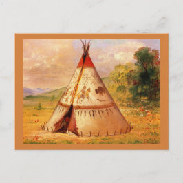 Kråka WigWam. George Catlins Vintage Art Vykort