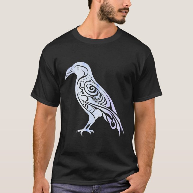 Kråkan Celtic Nordic Winter Raven T Shirt (Framsida)