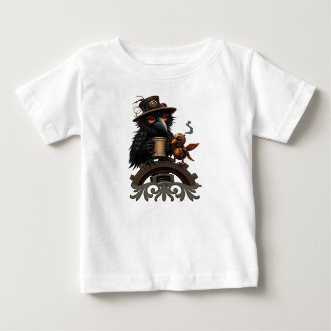 Kråkan driven av kaffe t shirt (Framsida)