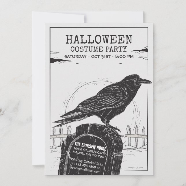 Kråkan Halloween Costume Party bjudan Inbjudningar (Framsida)
