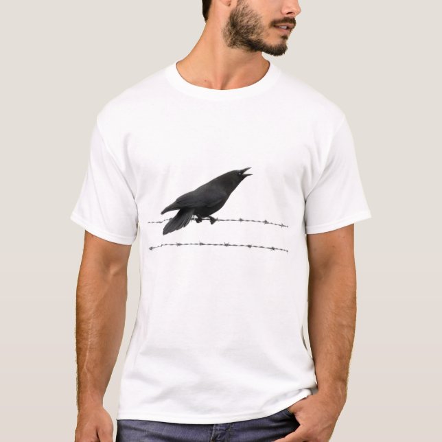Kråkan på Barbed - binda Tee Shirt (Framsida)