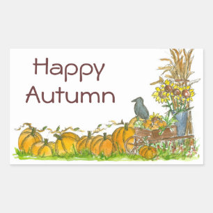Kråkan Pumpkin Patch för lycklig-höststift Rektangulärt Klistermärke