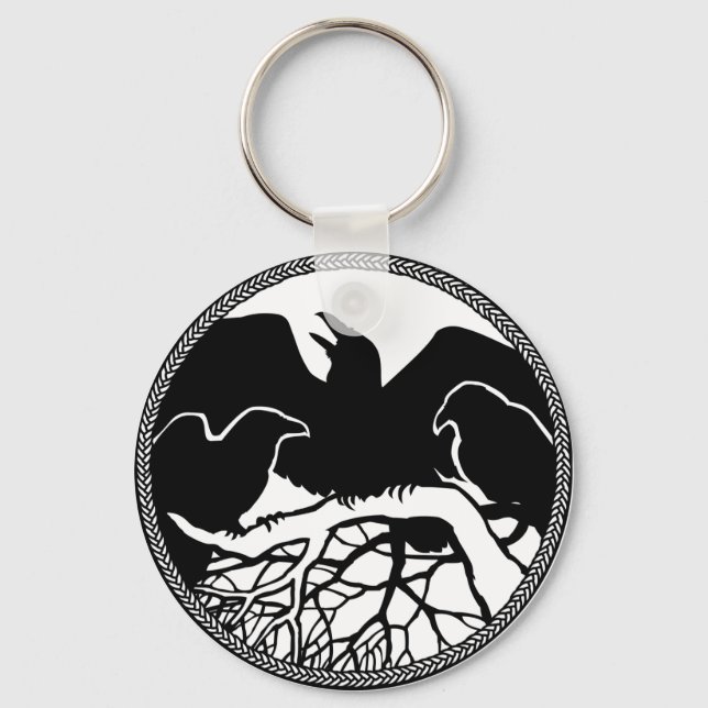 Kråkan Raven Art Keychain Wildlife/Raven Gifts Nyckelring (Framsida)