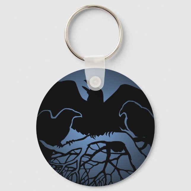 Kråkan Raven Art Keychain Wildlife/Raven Gifts Nyckelring (Framsida)