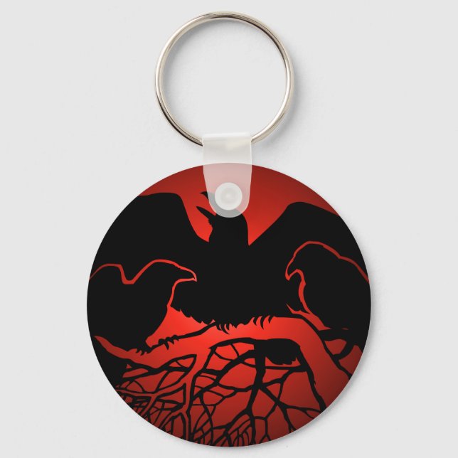 Kråkan Raven Art Keychain Wildlife/Raven Gifts Nyckelring (Framsida)