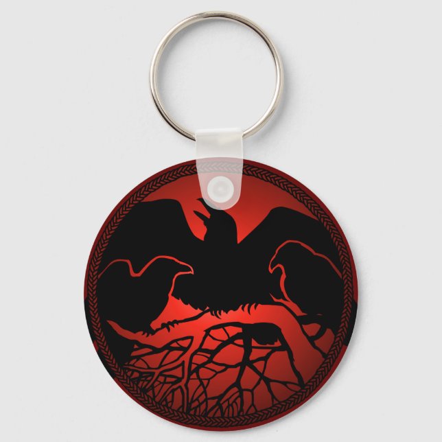 Kråkan Raven Art Keychain Wildlife/Raven Gifts Nyckelring (Framsida)