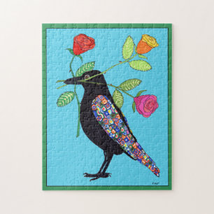 Kråkan Raven Bird Ro Unique Boho Pussel