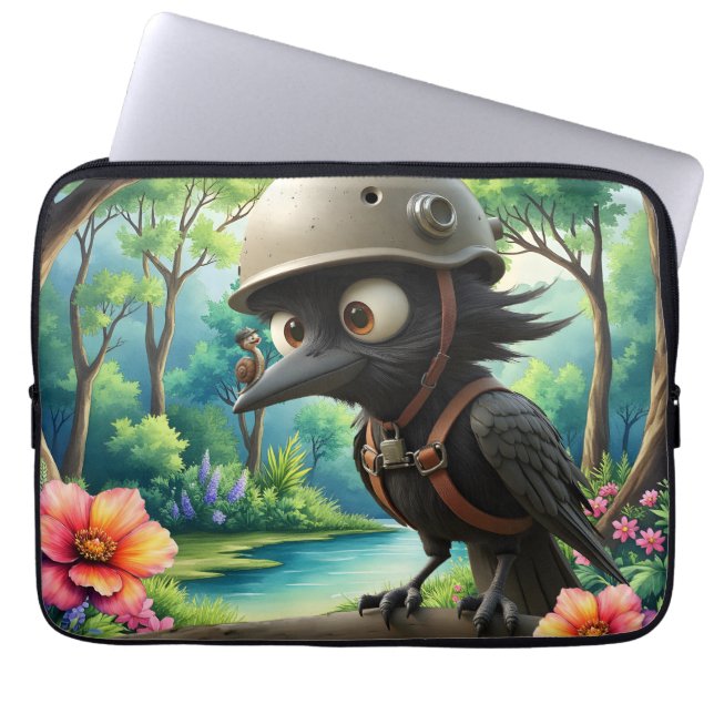 Kråkan som tog flygande råd från en snigel. laptop fodral (Framsidan)