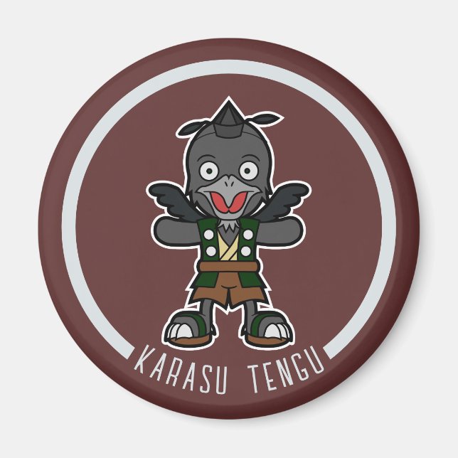 Kråkan Tengu för Tecknad | Japanska Yokai Magnet (Framsidan)