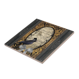 Kråkan vintage Gothic bröllop Kakelplatta