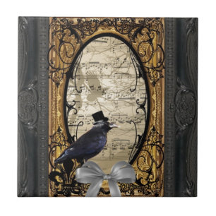 Kråkan vintage Gothic bröllop Kakelplatta