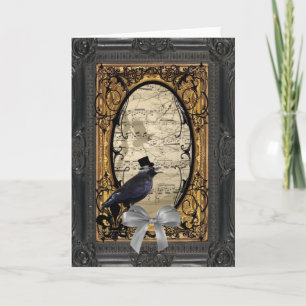 Kråkan vintage Gothic bröllop Kort