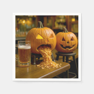 Kräkande Halloween-pumpa på en bar Pappersservett