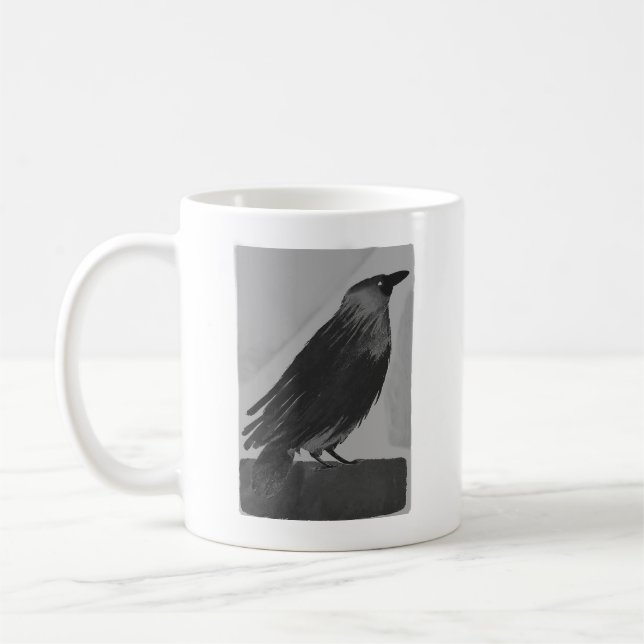 Kråkans vattenfärg kaffemugg (Vänster)