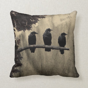 Kråkas Åldras Art Ravens Kudde