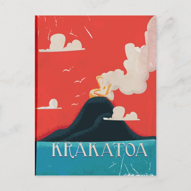 Krakatoa Vintage Semester Plakat Konst Vykort (Framsida)