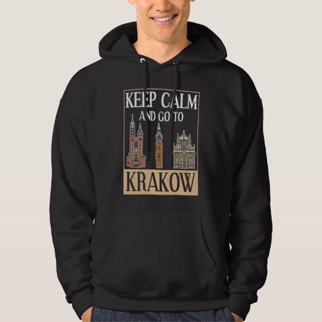 Krakau Poland City Skyline Map Travel Hoodie (Framsida)