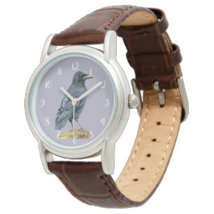 Kråkavattenfärgmålning Armbandsur