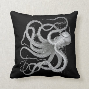 Kraken antik vintage för den nautiska kudde