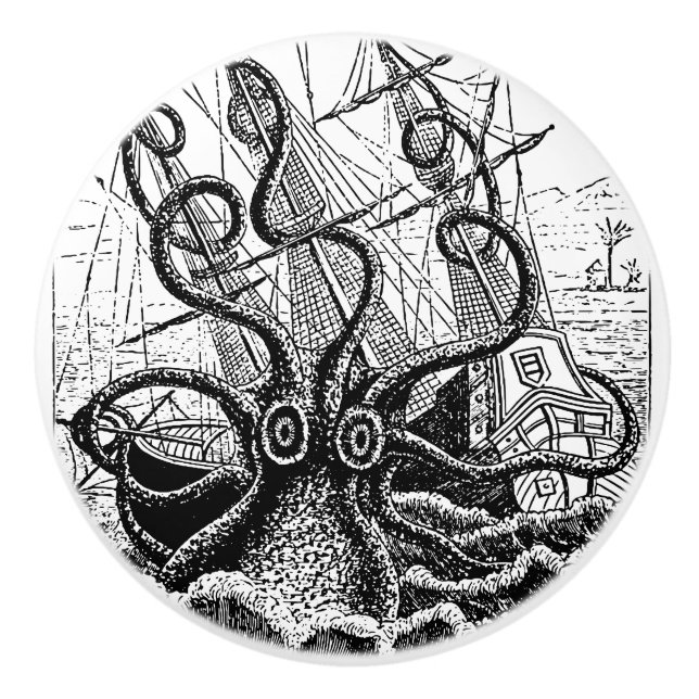 Kraken Attack jättebläckfisk Knopp (Framsidan)