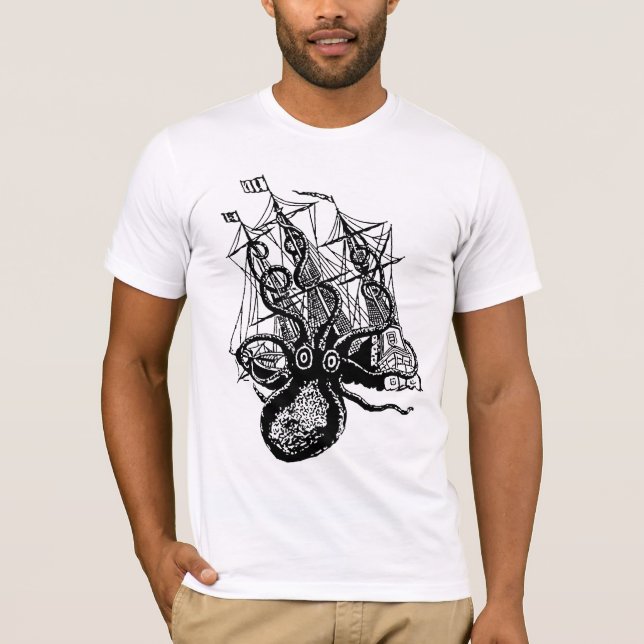 Kraken attack! Utslagsplatsskjortor Tee Shirt (Framsida)