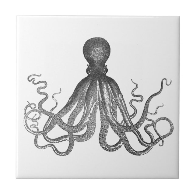 Kraken - Black Giant Octopus Tile Kakelplatta (Framsidan)