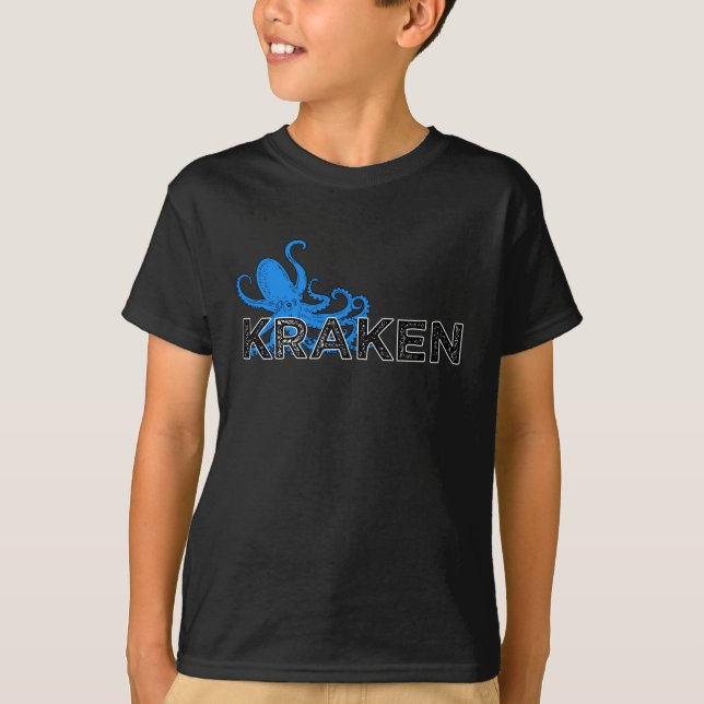 Kraken - blått tee shirt (Framsida)