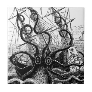 Kraken Eatting en seglingfrakt Kakelplatta